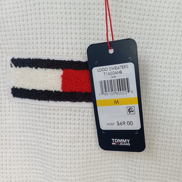 Tommy Jeans flag patch sweater sz M - Picture 3 of 5